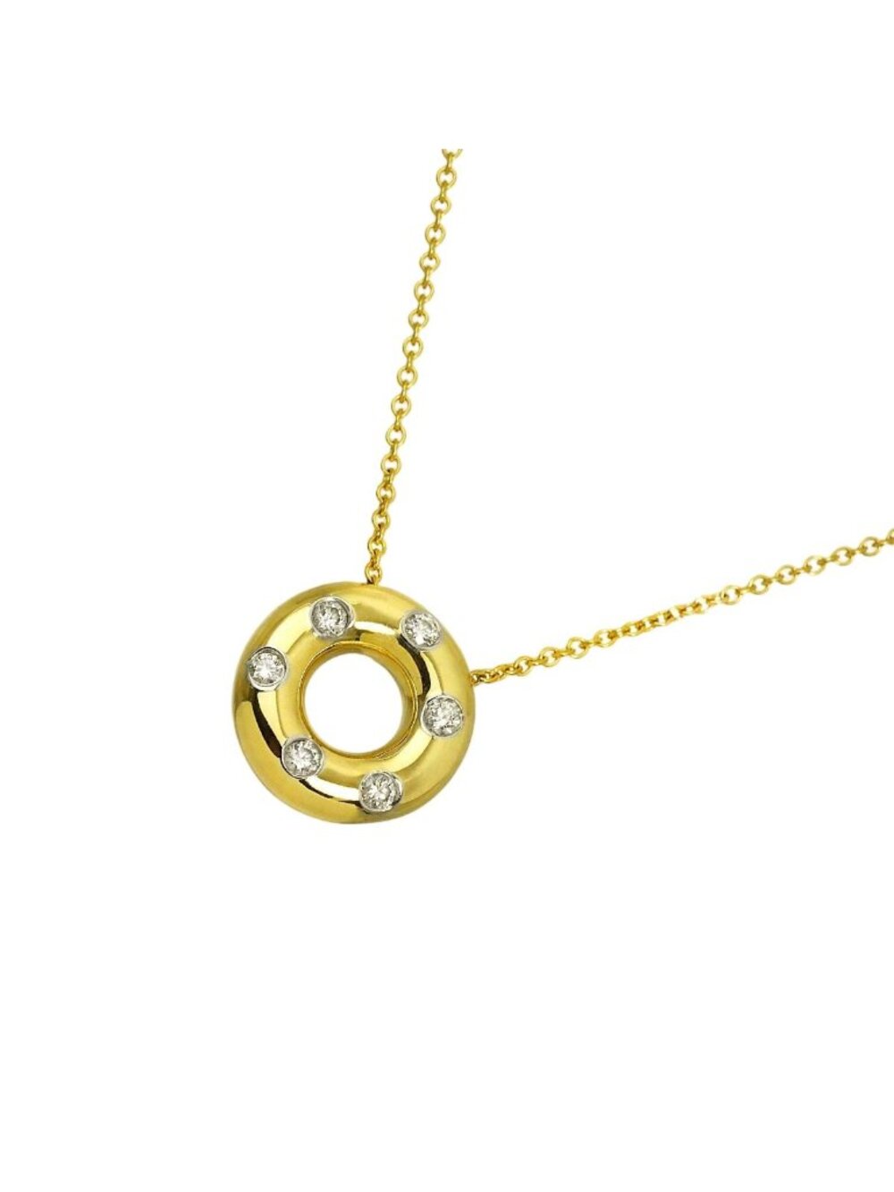 Tiffany & Co Dots Circle Diamond Necklace 40 18k Yellow Gold 750 Pt